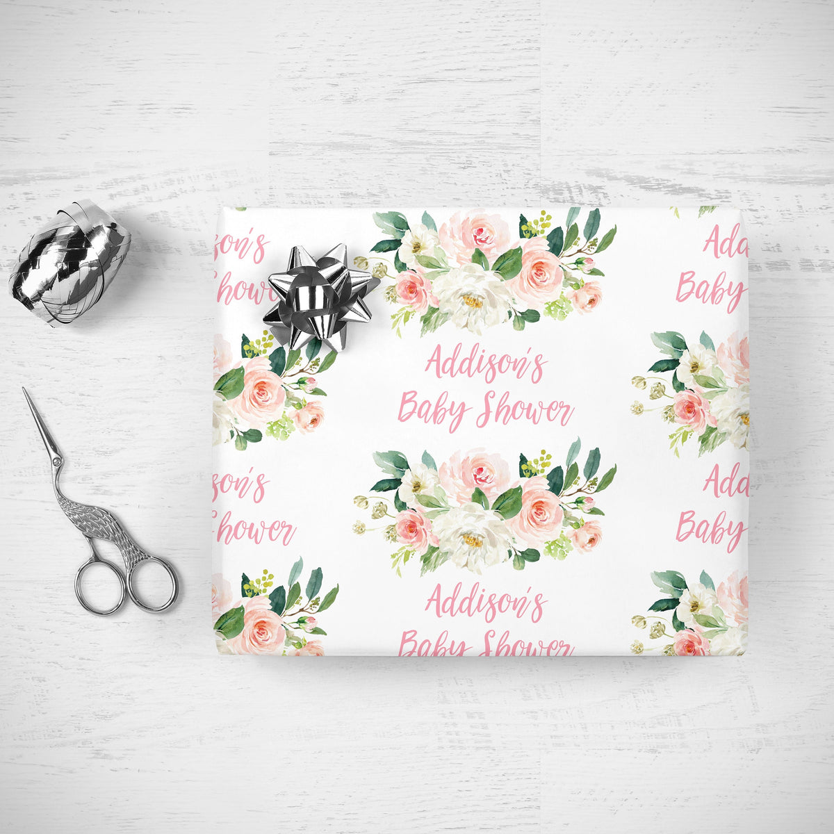 Browse Girl Baby Shower Wrapping Paper, Personalized Baby Shower